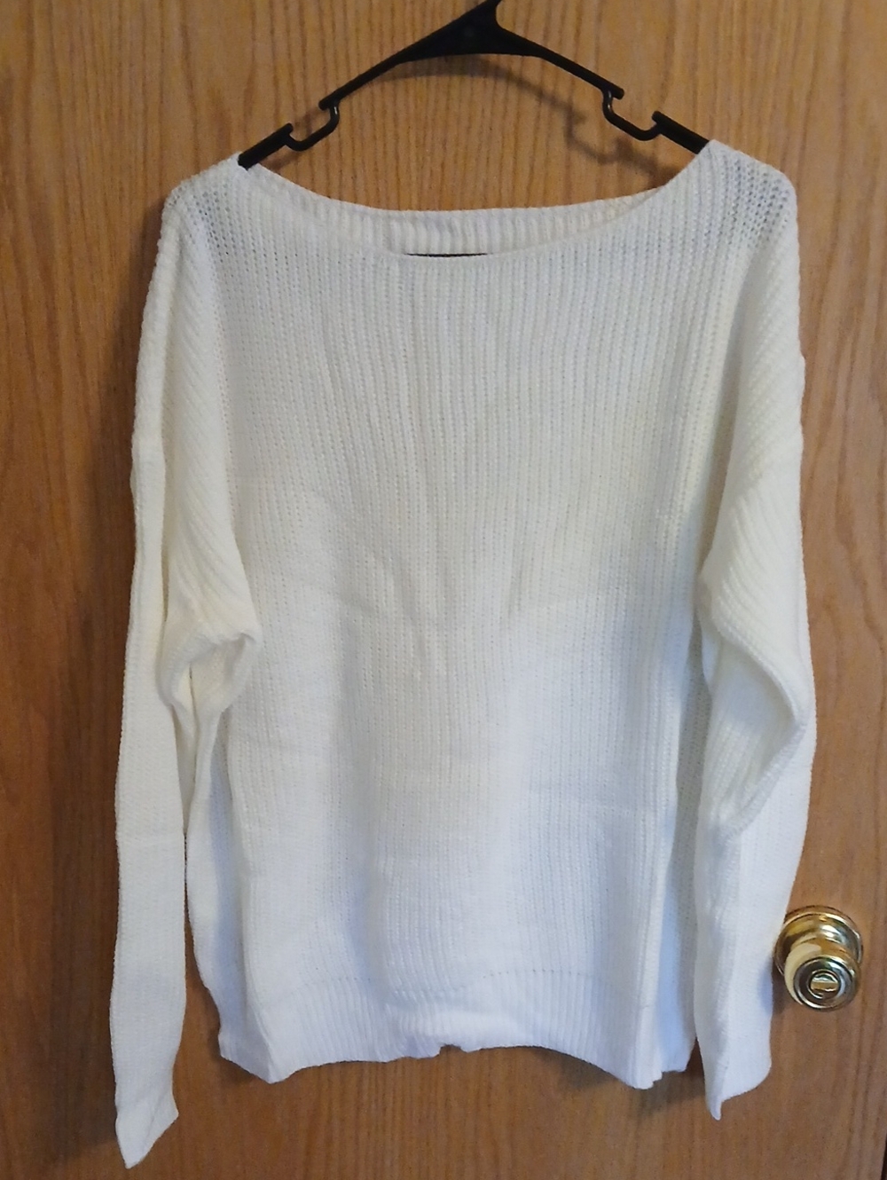 Women's White Knit Boatneck Sweater